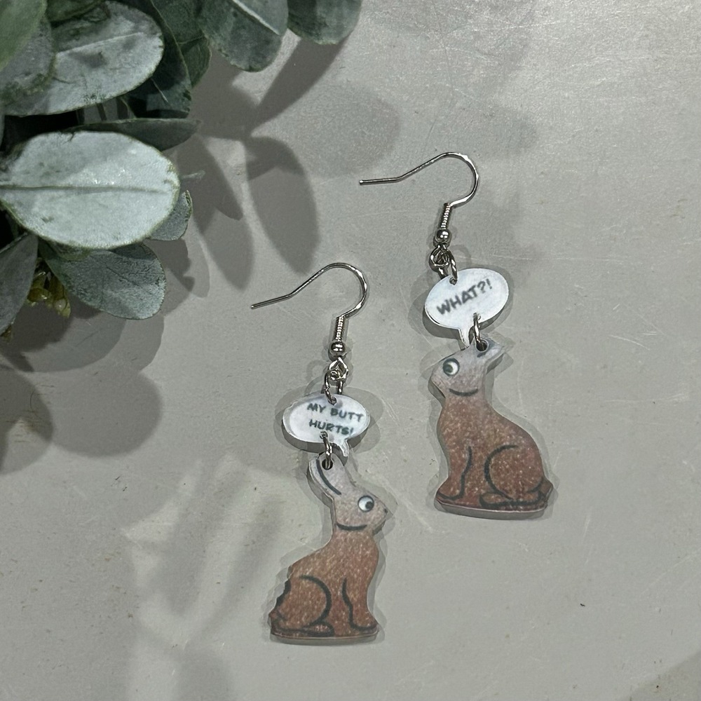 Myβ Butt Hurts Chocolate Bunny Earrings Funny Easter Rabbit Jewelry For Women